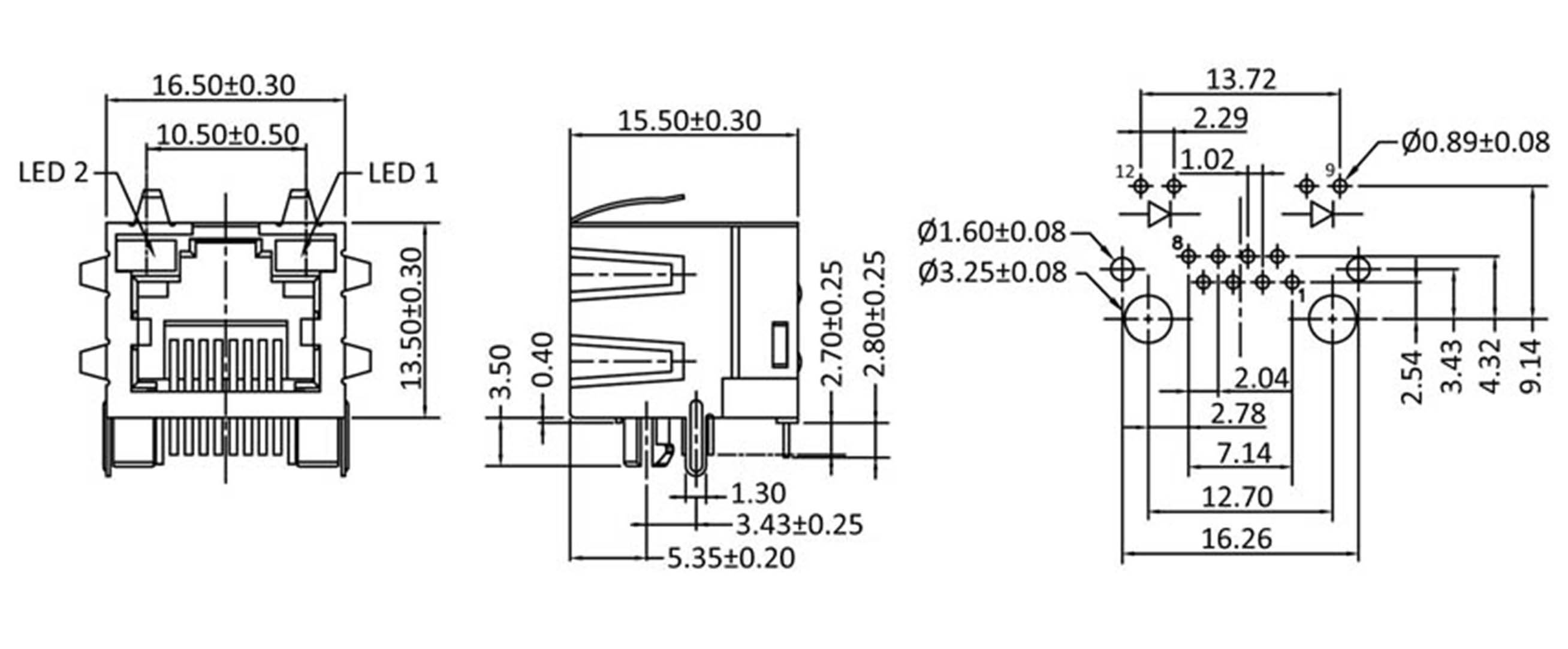 econ connect M8L1G3 Modular mounted socket M8L1G3 Socket, horizontal mount No. of pins (RJ) 8P8C Metal 1 pc(s)-1