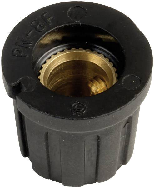 A black plastic socket with a brass insert, used for connecting pipes or hoses.