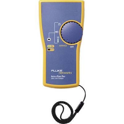 A LAN audio device with a blue and yellow casing displays symbols for cable connections and switch positions.