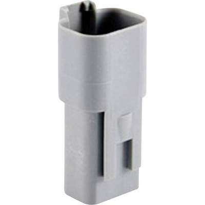 Grey plastic connector, rectangular shape, with grid connection. Suitable for use in electrical applications.