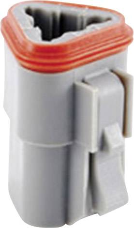 Grey electrical plug with a red sealing ring, triangular shape, with a side-mounting clip.
