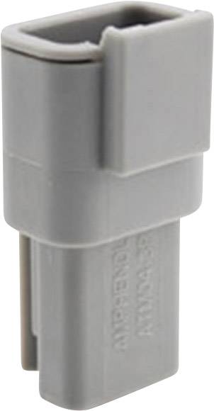 A grey plastic plug with a rectangular housing and visible connections. Suitable for electrical connections.