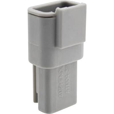 A grey plastic plug with a rectangular housing and visible connections. Suitable for electrical connections.