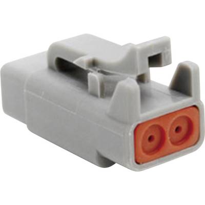 A grey connector with two orange slots, commonly used in electronic connections.