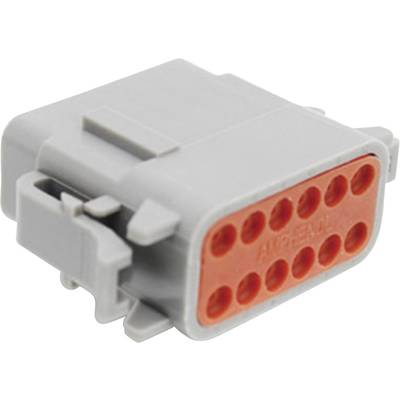 A grey electrical connector with multiple orange connection ports, used in vehicle or industrial applications.