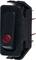 Black rocker switch with red indicator light, used for controlling electrical devices, shows 'On' or 'Off' status.