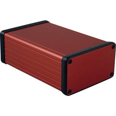 Red, rectangular casing with black edges and screws at the corners.