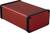 Red, rectangular casing with black edges and screws at the corners.