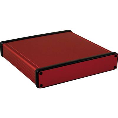 Red, rectangular housing with black edges, possibly an enclosure for electronic devices or external hard drives.