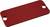 Red rectangular metal object with rounded corners and two holes at the short ends.