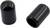 Two black, cylindrical plastic caps, one standing, one lying down. Suitable for covering or protecting pipes or rods.