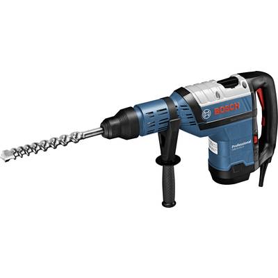 A blue Bosch hammer drill with a black handle and silver drill head, suitable for professional construction work.