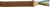 Brown textile cable with exposed coloured wires: blue, yellow-green and brown. Suitable for electrical installations.