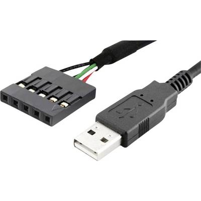A USB connection cable with a USB plug and a four-pin socket connector, connected via coloured cables.