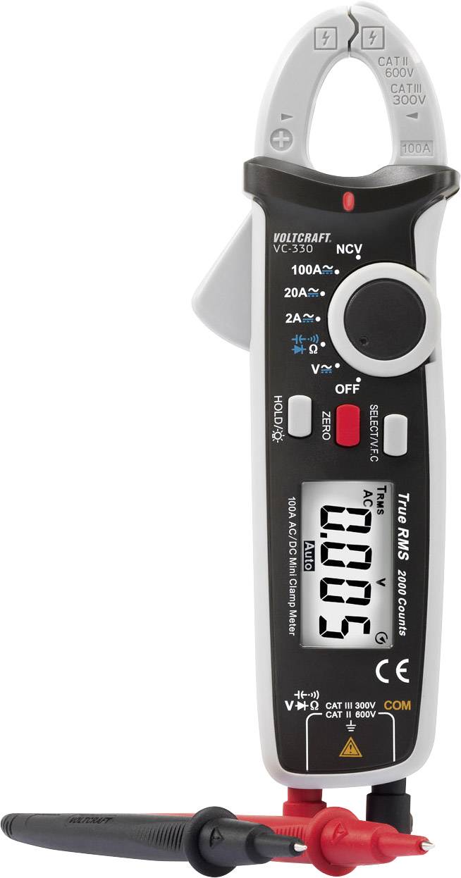 VOLTCRAFT VC-330 Clamp meter Digital CAT II 600 V, CAT III 300 V Display (counts): 2000