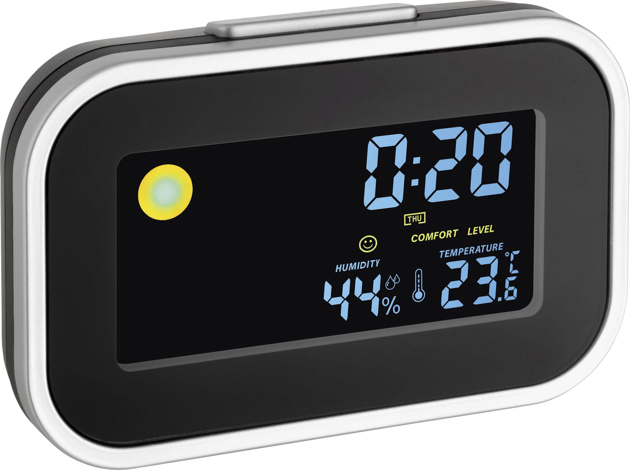 TFA Dostmann 60.2015 Quartz Alarm clock Black, Silver Alarm times 1