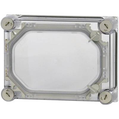 A rectangular, transparent plastic enclosure with screw fixings at the corners, suitable for electronic components.