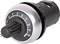 Rotary knob with a scale from 0 to 10, silver ring, black handle, for adjusting devices.