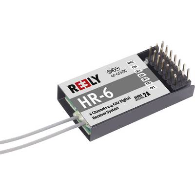 'Reely HR-6, 6-Channel, 2.4 GHz Digital Receiver, 4.8-6 V/DC, 2 A, with Connector Pins and Antenna Cables, for Remote-Controlled Models.'