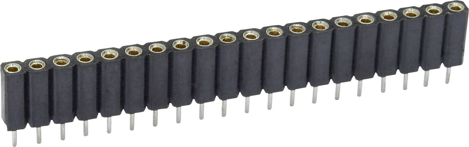Single-row socket header with 20 pins, suitable for connecting electronic components on a circuit board.