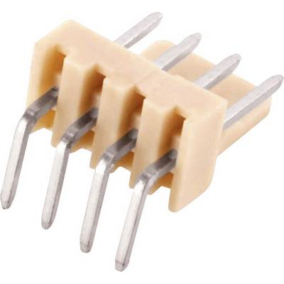 A four-pole connector with flat-bendable pins, housed in a cream-coloured plastic casing, commonly used for electronic connections.