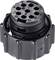 Black round plug with multiple holes and numbered connections, suitable for electrical connections.