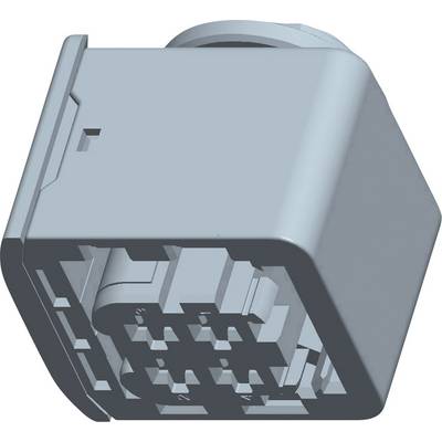 A grey, square electrical plug with multiple pins, suitable for electrical connections in vehicles.