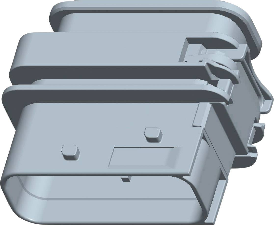A grey, rectangular plastic enclosure with multiple interlocking parts and two visible mounting points.