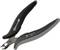A black precision pliers with an ergonomic handle, suitable for cutting fine wires and electronic components.