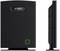 A black, vertical device with a glowing green circle in the bottom right. Side view reveals a sleek profile.