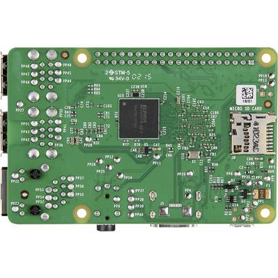 Green circuit board of a single-board computer with a micro-SD card slot and multiple ports and visible circuitry.