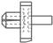 Linear diagram of a technical connection, where two pipes are connected by a central structure; side view.