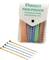 'Pouch set for telephone cable identification with colourful, striped cable ties in white, orange, blue, green and grey.'