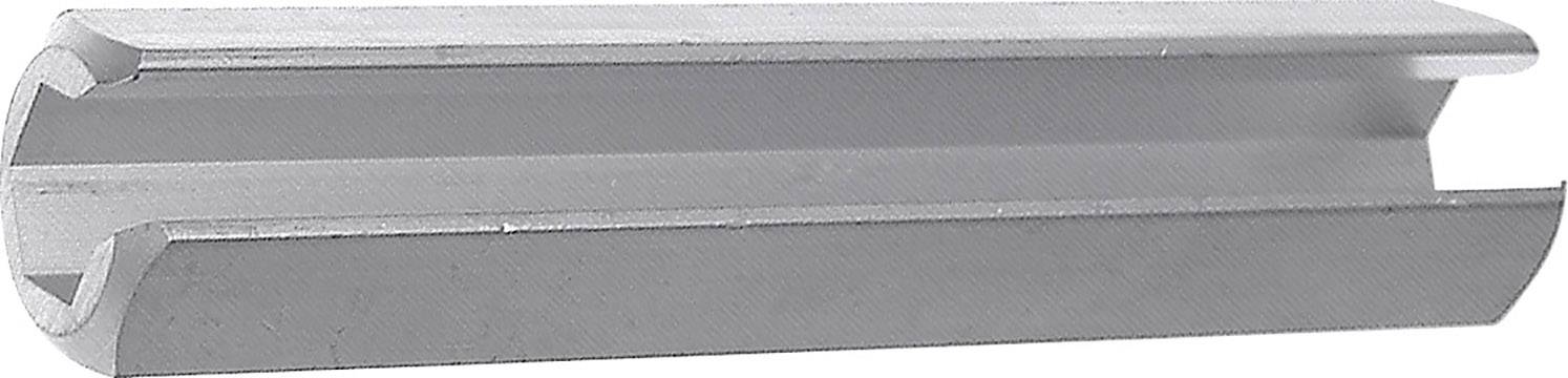 A long, silver metal channel with a U-shaped recess, viewed from the side.