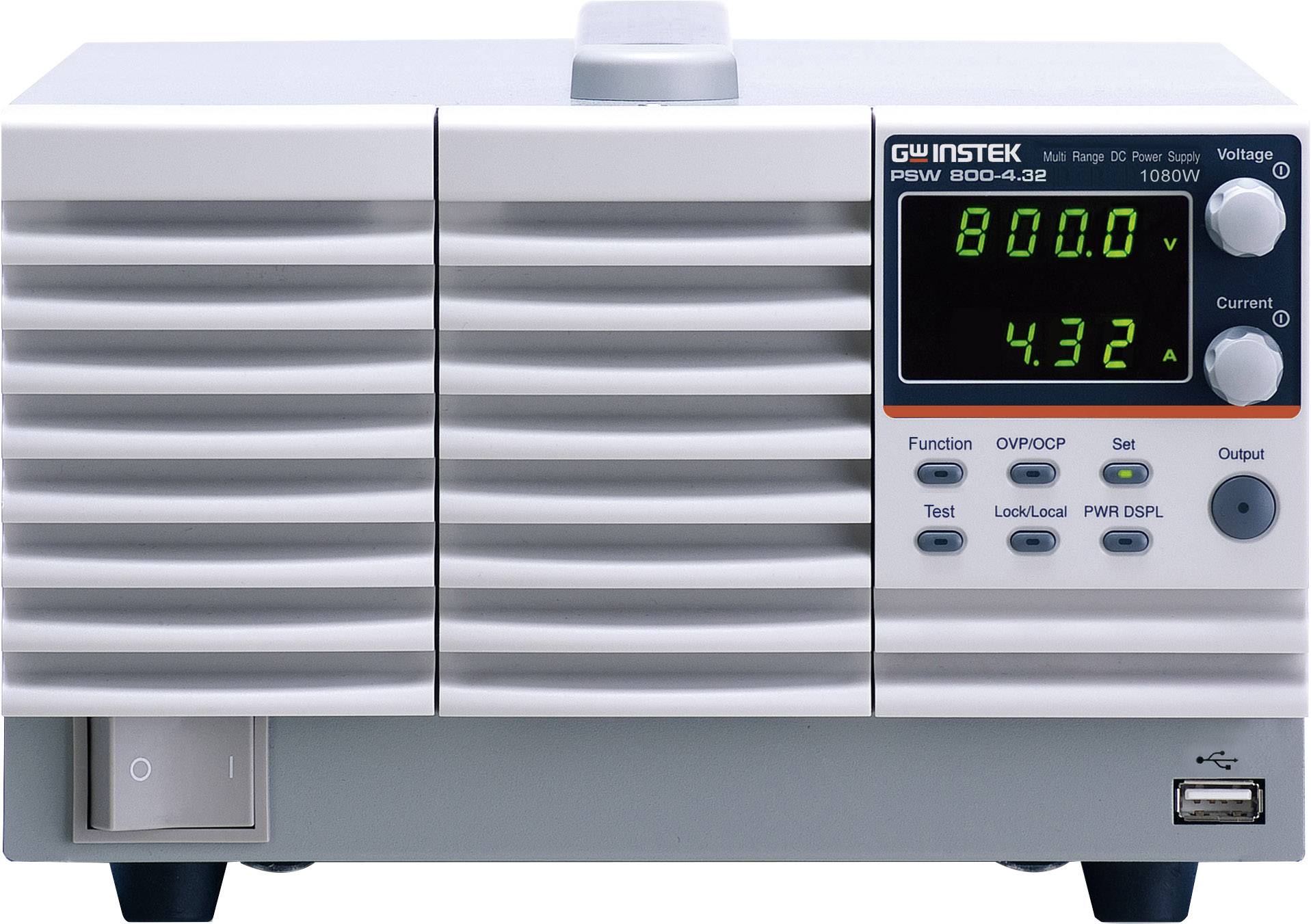 GW Instek PSW 800-4.32 Bench PSU (adjustable voltage) 0 – 800 V DC 0 – 4.32 A 1080 W No. of outputs 1 x