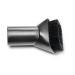 Small black vacuum cleaner nozzle with bristles, suitable for cleaning furniture and delicate surfaces.