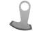 A oscillating blade with a circular opening at the top and a rounded cutting edge, suitable for cutting or grinding.