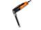 Electric multi-function tool with an orange handle and a slim, angled head, suitable for precise cutting and grinding.