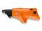 Orange Fein tool belt device, side view. Used for powerfully driving nails into concrete or steel.