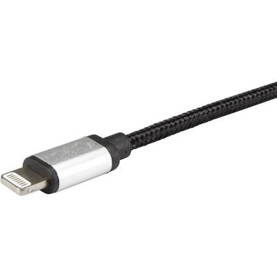 A black, braided USB cable with a silver connector.