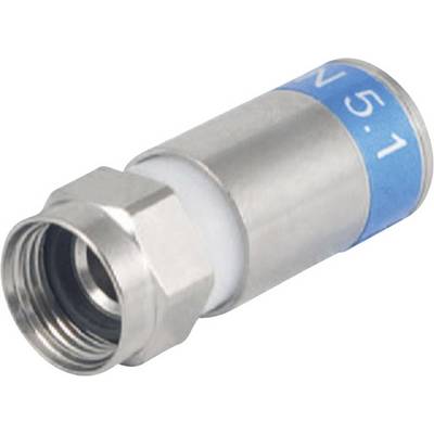 A silver coaxial plug with a blue '5.1' marking shows the open end with thread.