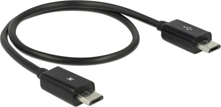 Delock USB cable USB 2.0 USB Micro-B plug, USB Micro-B plug 0.30 m Black incl. OTG function 83570