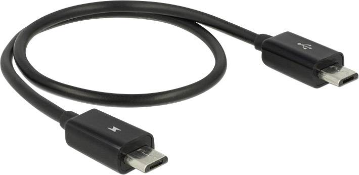 Delock USB cable USB 2.0 USB Micro-B plug, USB-Mini-B plug 1.00 Black gold plated connectors, UL-approved 83177 | Conrad.com