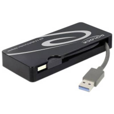 A black USB adapter by Digock with an integrated cable and blue USB plug for connecting devices.