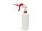 A white plastic spray bottle with a red handle and spray mechanism.