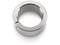 Metallic ring with a slot that resembles a mechanical component. Shiny, reflective surface.