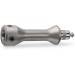 A silver, metallic part with symmetrical ends and a narrow central section. Potentially a mechanical component.