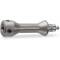 A silver, metallic part with symmetrical ends and a narrow central section. Potentially a mechanical component.