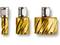 Three metal drill mills of varying sizes with a golden coating. They feature a spiral cutting design.