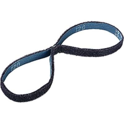 'Endless abrasive belt with 120-grit, primarily used in grinding machines.'